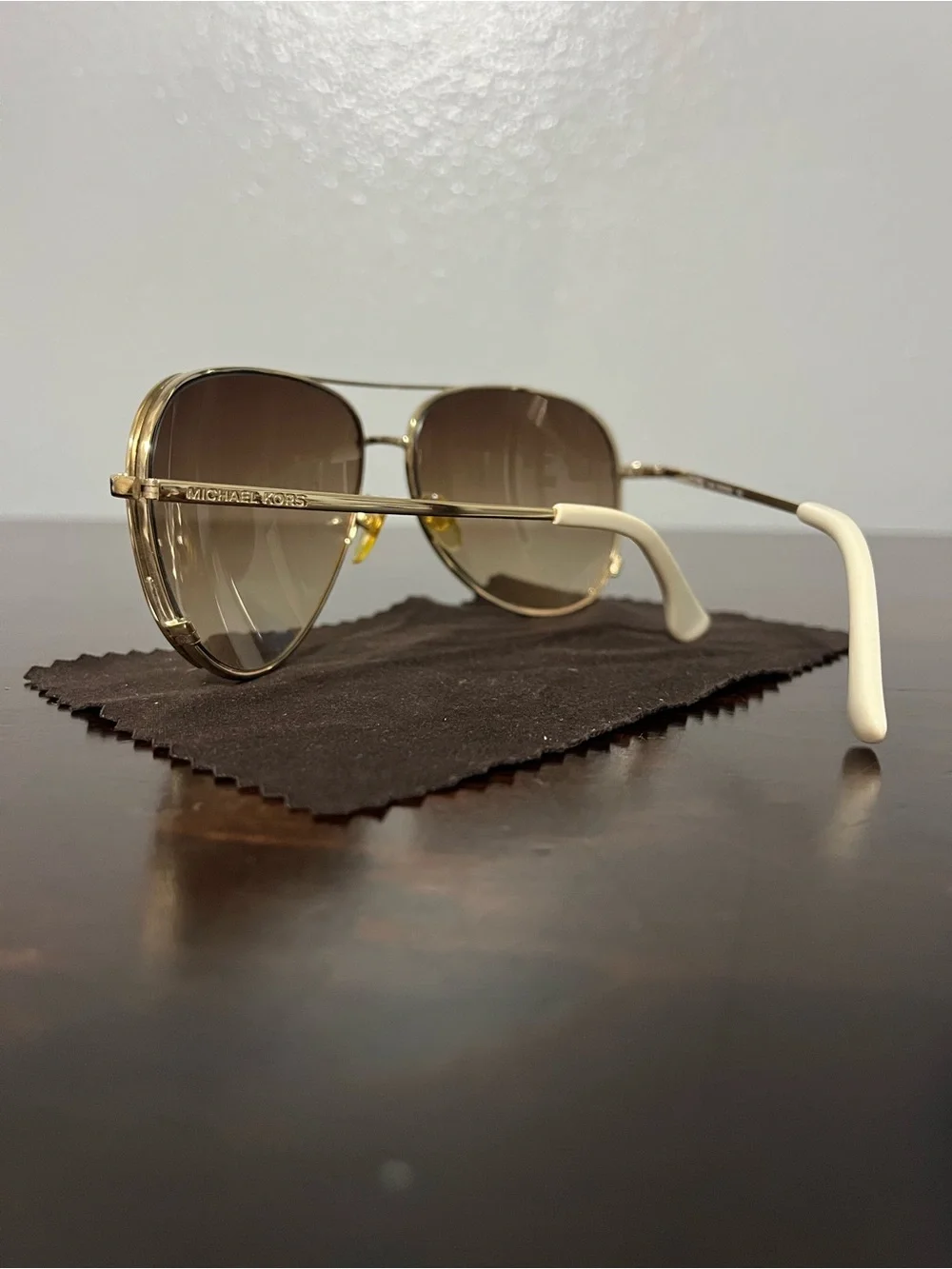 Michael Kors Gold Aviator Sunglasses with Gradient Black Lenses